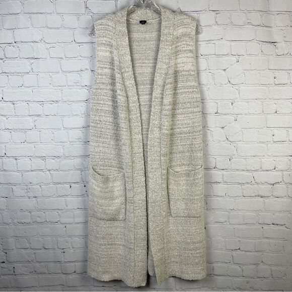 Echo Jackets & Blazers - ECHO light gray wool blend warm textured open front cardigan vest, size M / L